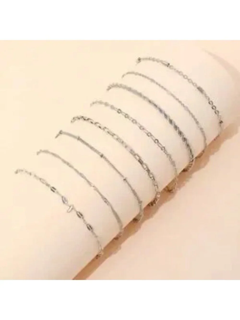 8pc Silver Bracelet Set